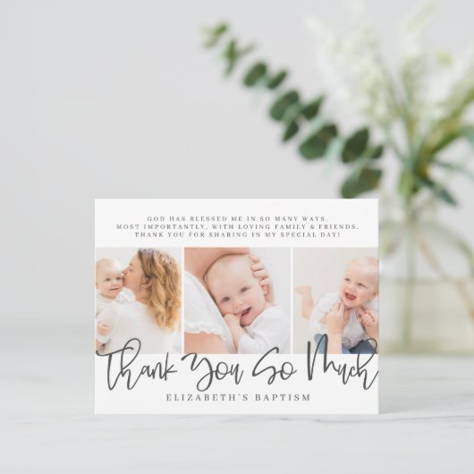 Baptism Moderne Eenvoudige foto Foto bedankt Briefkaart (Staand voorkant)