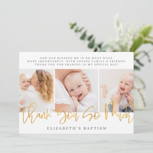 Baptism Moderne Eenvoudige grafische foto Bedankkaart (Staand voorkant)