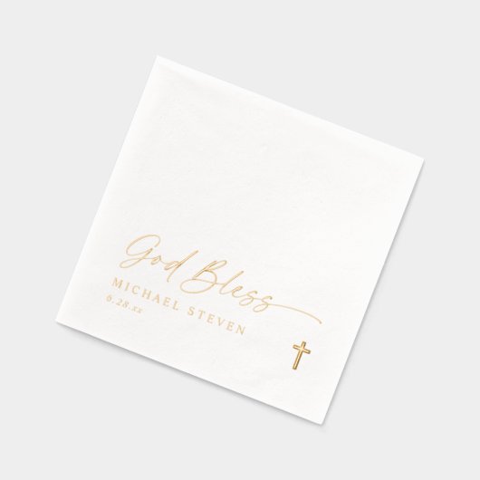Baptism Napkins Simple Modern Gold Cross Folie Servetten (Links)