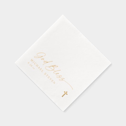 Baptism Napkins Simple Modern Gold Cross Folie Servetten (Rechts)