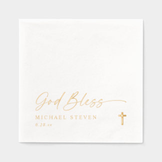 Baptism Napkins Simple Modern Gold Cross Folie Servetten