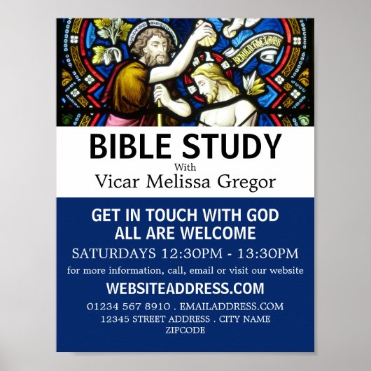Baptism of Jesus, Christian Bible Class Advert Poster (Voorkant)