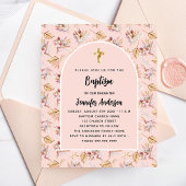 Baptism pampas florals roos budget uitnodiging