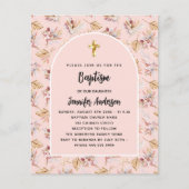 Baptism pampas florals roos budget uitnodiging flyer (Voorkant)