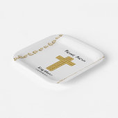 Baptism Party & Gold Cross, Glitter, White Papieren Bordje (Gebogen)