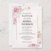 Baptism peonies floral invitation kaart (Voorkant)