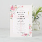 Baptism peonies floral invitation kaart (Staand voorkant)