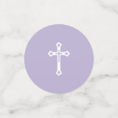Baptism Photo Lavender Purple White Cross in Crest Confetti (Kleine voorkant)