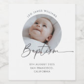 Baptism Photo Thank You Wijn Etiket (Enkel label)