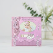 Baptism Pink Cross Girl Foto's 2 Kaart (Staand voorkant)