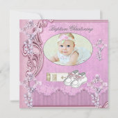 Baptism Pink Cross Girl Foto's 2 Kaart (Voorkant)