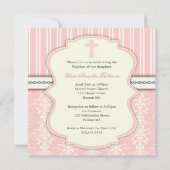 Baptism Pink Damask Fotouitnodiging Kaart (Achterkant)