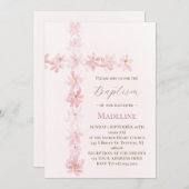 Baptism pink floral cross  kaart (Voorkant / Achterkant)
