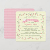 Baptism Pink Floral Wreator Kaart (Voorkant / Achterkant)