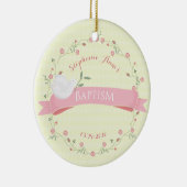 Baptism Pink Floral Wreator Keramisch Ornament (Rechts)