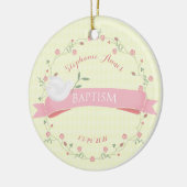 Baptism Pink Floral Wreator Keramisch Ornament (Links)