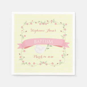 Baptism Pink Floral Wreator Servetten
