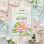 Baptism Pink Waterlily & Tree Frog Kaart