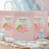 Baptism Pink Waterlily & Tree Frog Ronde Sticker