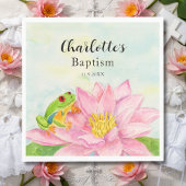 Baptism Pink Waterlily & Tree Frog Servet