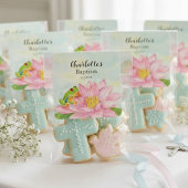 Baptism Pink Waterlily & Tree Frog Vierkante Sticker