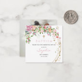 Baptism Pink Waterverf Floral Girl Notitiekaartje (Voorkant / Achterkant in situ)