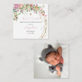 Baptism Pink Waterverf Floral Girl Notitiekaartje (Voorkant / Achterkant)