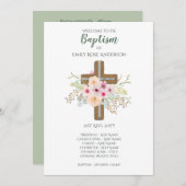 Baptism-programma - Floral Cross - Boy of Girl Programmakaart (Voorkant / Achterkant)