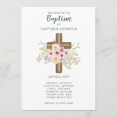 Baptism-programma - Floral Cross - Boy of Girl Programmakaart (Voorkant)