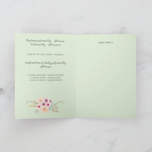 BAPTISM-programma van 4 pagina's - Floral Cross SA Programma (Binnen)