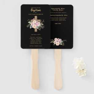 Baptism-programma voor ventilatoren - Floral Cross Handwaaier