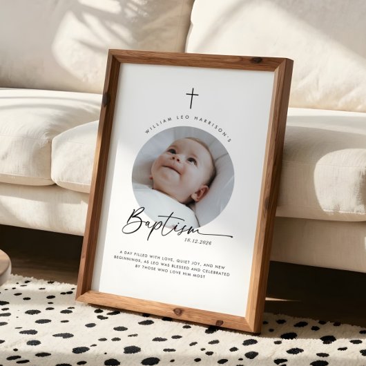 Baptism Round Photo Keepsake Poster