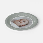 Baptism Round Photo Sage Papieren Bordje (Gekanteld)
