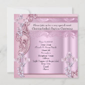  Baptism Roze meisje Foto Butterfly Lace Kaart (Achterkant)