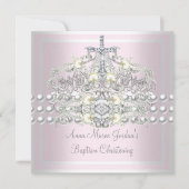Baptism Roze Tiara Silver White Pearl Diamond Kaart (Voorkant)