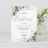 Baptism Rustic Greenery Leafy Foliage Kaart (Staand voorkant)