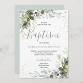 Baptism Rustic Greenery Leafy Foliage Kaart (Voorkant / Achterkant)