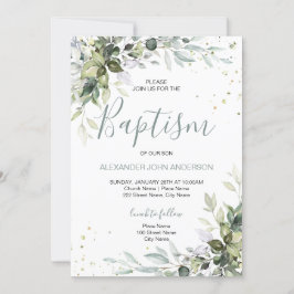 Baptism Rustic Greenery Leafy Foliage Kaart