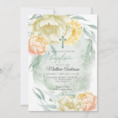BAPTISM Rustic Ivory Lemon Yellow Floral Kaart (Voorkant)