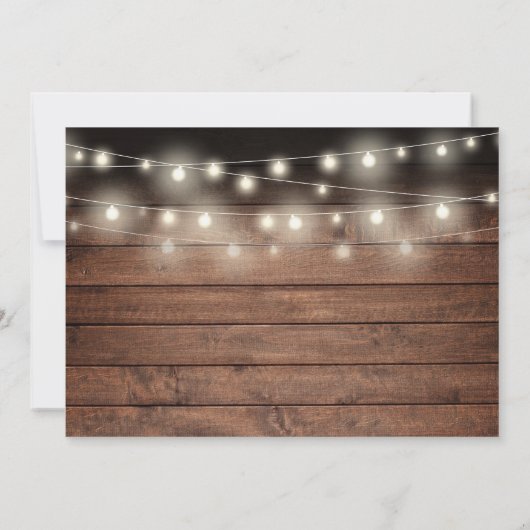 Baptism Rustic String Lights Greenery Foto Bedankkaart (Achterkant)