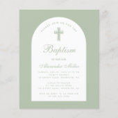 Baptism Sage Budget Arch Green Script Invitation (Voorkant)