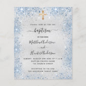 Baptism Silver Blauw twin boys budget uitnodiging Flyer (Voorkant)