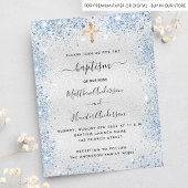Baptism Silver Blauw twin boys budget uitnodiging Flyer
