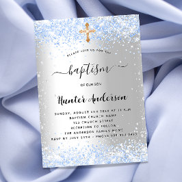 Baptism Silver Blue-confetti baby luxe Kaart