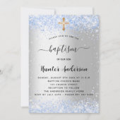 Baptism Silver Blue-confetti baby luxe Kaart (Voorkant)