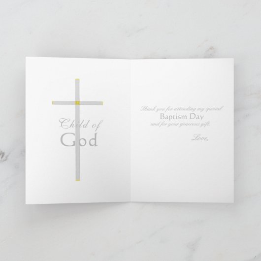 Baptism Silver Cross Insert Foto - dank u kaarten (Binnen)