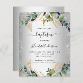Baptism Silver Eucalyptus greenery-uitnodiging (Voorkant / Achterkant)
