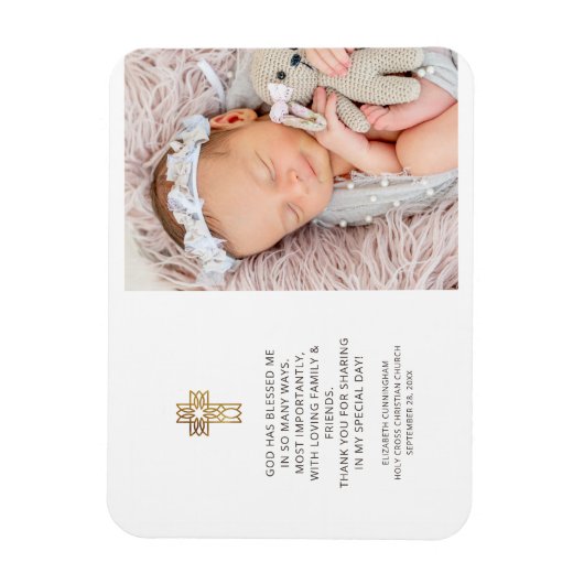 Baptism Simple and Moderne Photo Cross Hartelijk d Magneet (Verticaal)