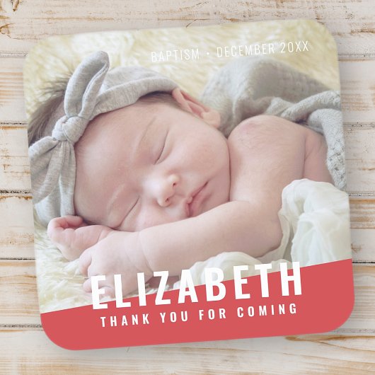 Baptism Simple Moderne Bright Color Foto Hartelijk Vierkante Sticker