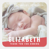 Baptism Simple Moderne Bright Color Foto Hartelijk Vierkante Sticker (Voorkant)